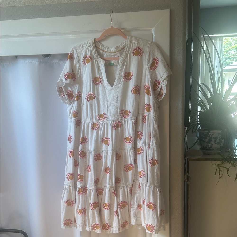 Maeve 1X White Dress with Embroidered Suns